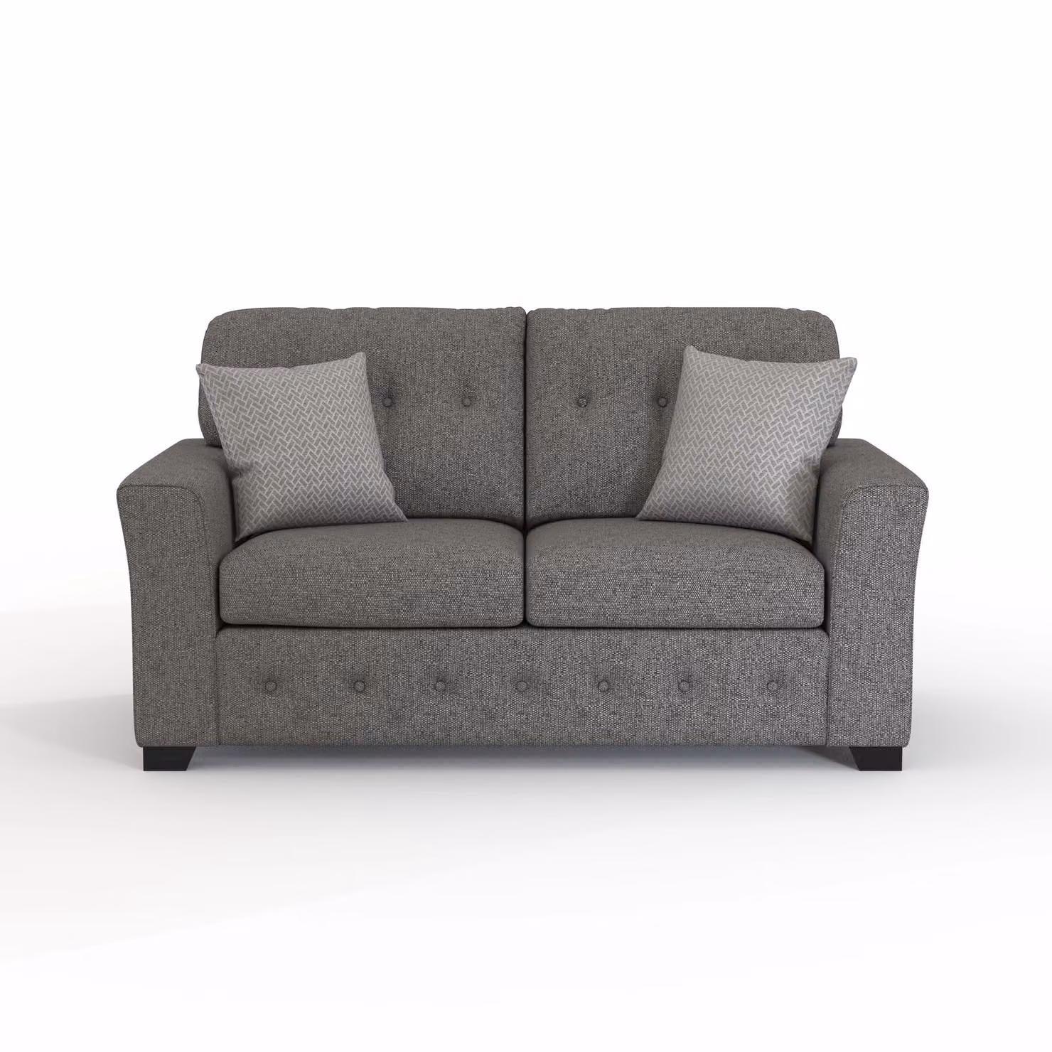 Furnishings For Less UK Hartley 2 Seater Upholstered Sofa with Full Back Tufted Cushions in Grey or Beige – 2