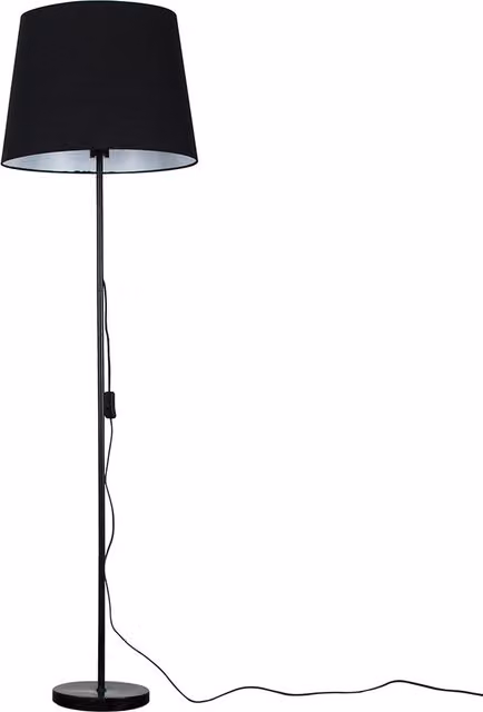 ValueLights Modern Black Metal Floor Lamp with Large Fabric Cone Shade