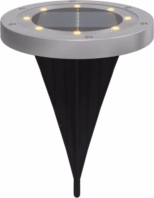 Berkfield Home Solar LED Ground Lights with Ground Spikes, 12 Piece Set, Silver and Black, Warm White