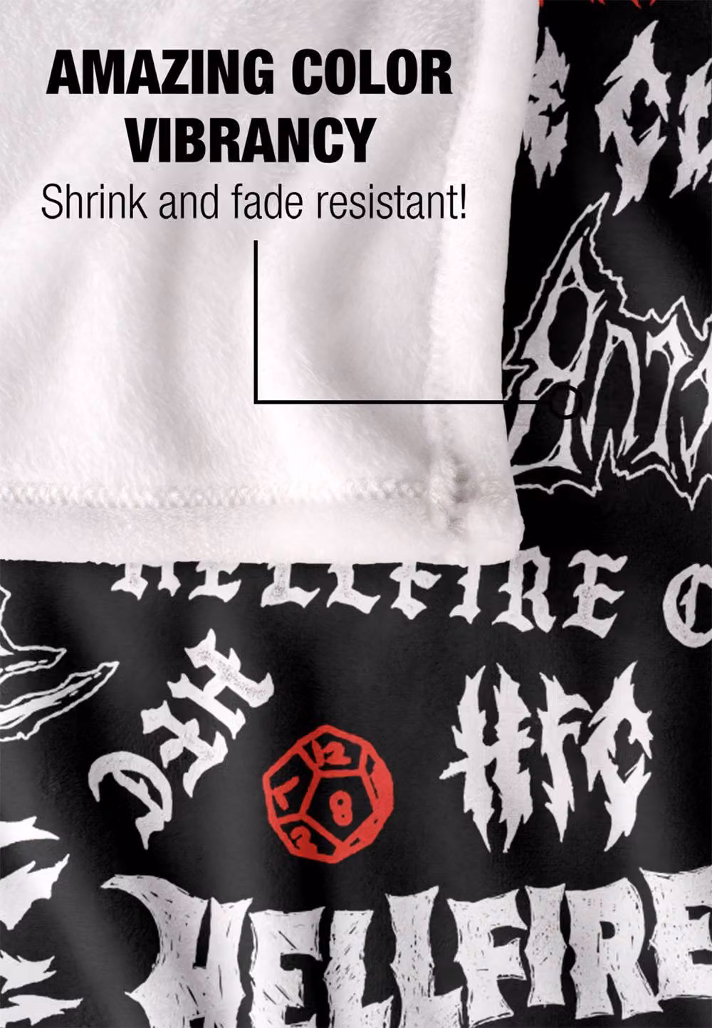 Stranger Things Hellfire Club Logo Pattern Fleece Blanket, White, W: 152 cm, H: 127 cm – 4
