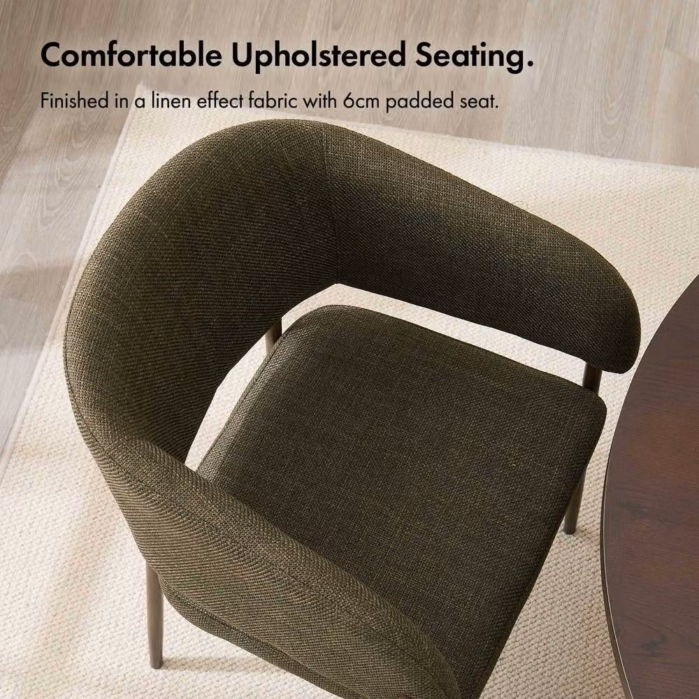 VonHaus Oxford Set of 6 Upholstered Dining Chairs in Green with Dark Wood Effect Legs – 5