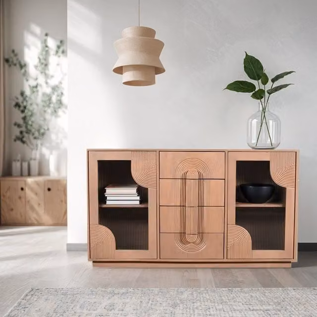 IH Design Jodhpur Extra Large Mango Wood Sideboard in Brown, W/D/H: 150 x 40 x 85 cm