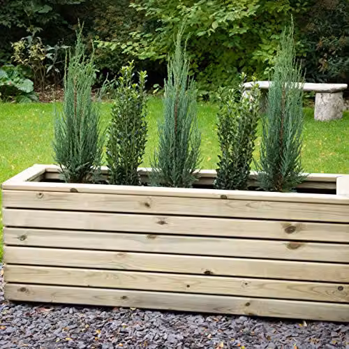 Forest Garden Brown Wooden Long Linear Planter Tub, W: 120 cm, D: 40 cm, H: 44 cm – 2