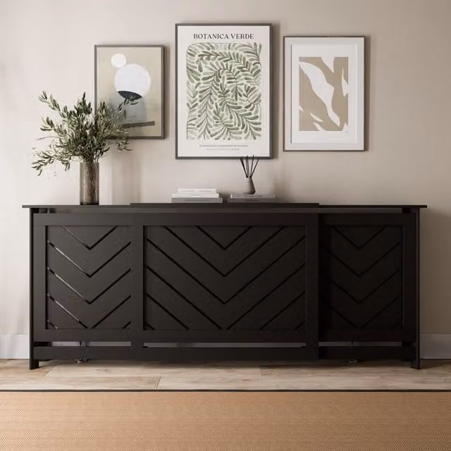 Temprazo Black MDF Geometric Radiator Cover, Matt Finish, Height: 78.4 cm