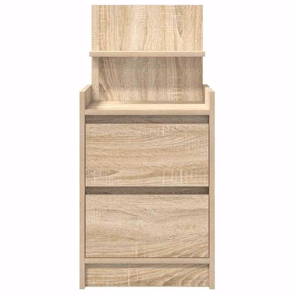 Berkfield Home Durable Bedside Cabinet with 2 Drawers in Sonoma Oak and Light Tan, W/D/H: 38 x 34 x 80 cm – 2