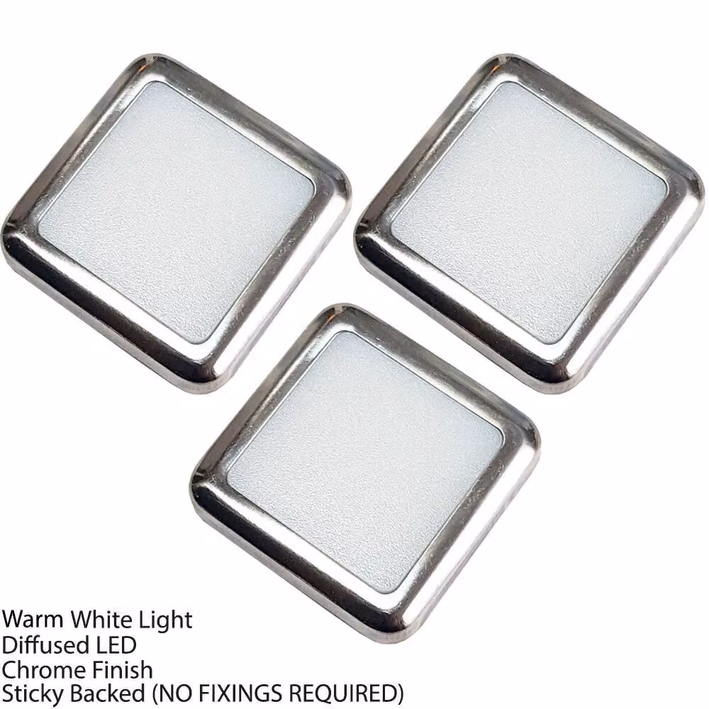 Loops 3 Pack Square LED Mini Plinth Light and Driver Kit in Stainless Steel with Warm White Light for Kitchen and Bathroom Cabinet Lighting – 2