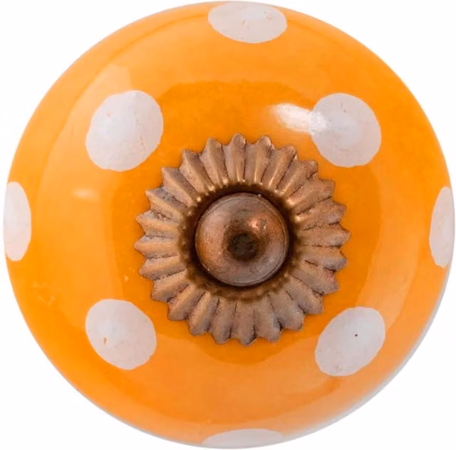 Nicola Spring Polished Ceramic Cabinet Knob in Orange and White