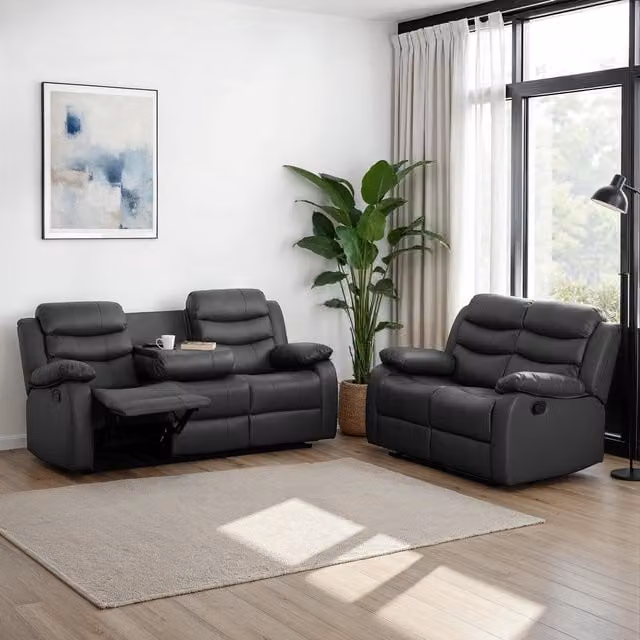 Seconique Roma 3 Seater and 2 Seater Sofa Suite in Grey Faux Leather