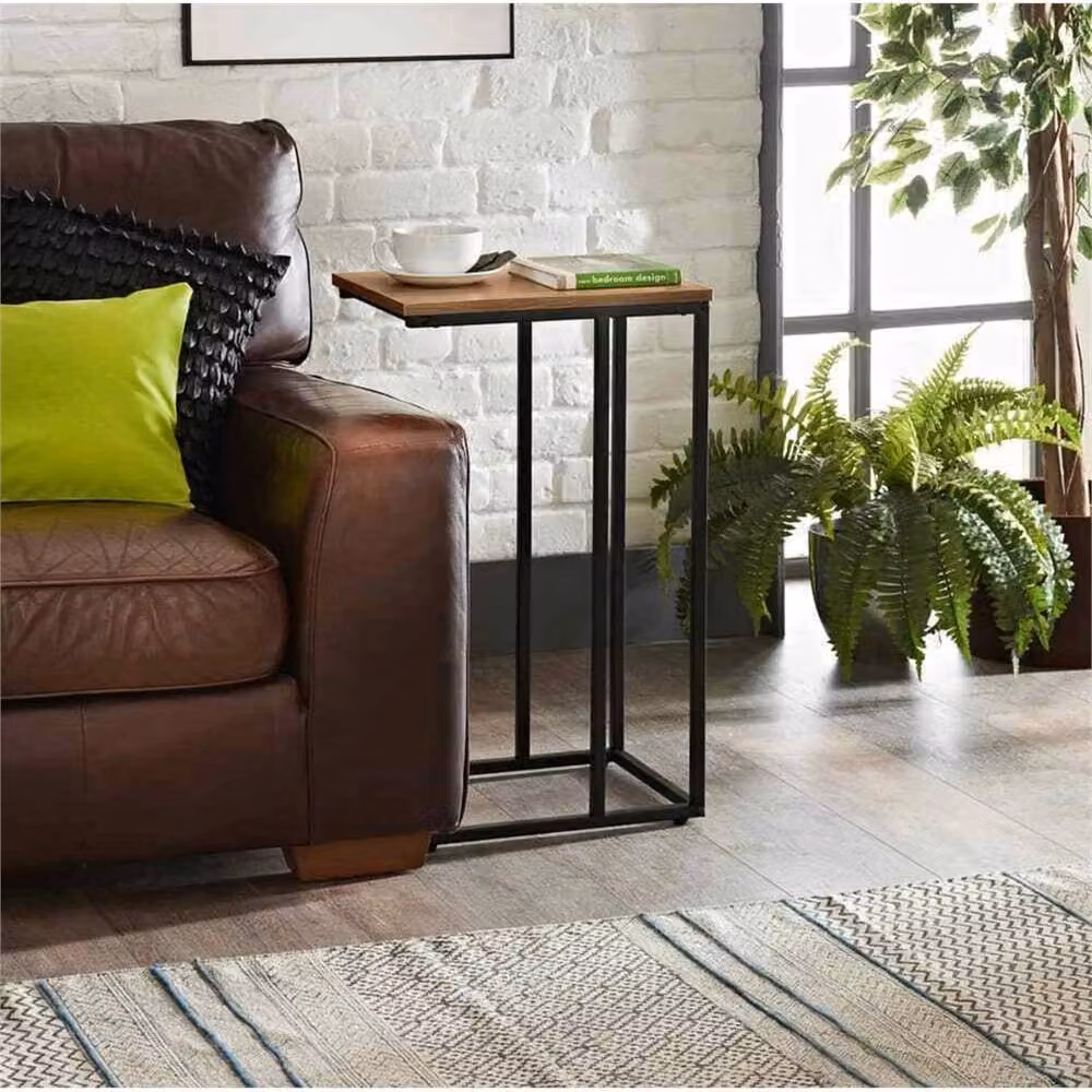 Nordara Brown Wood Top Small Sofa Side End Table and Laptop Table for Bedroom, W/D/H: 59 x 40 x 30 cm – 3