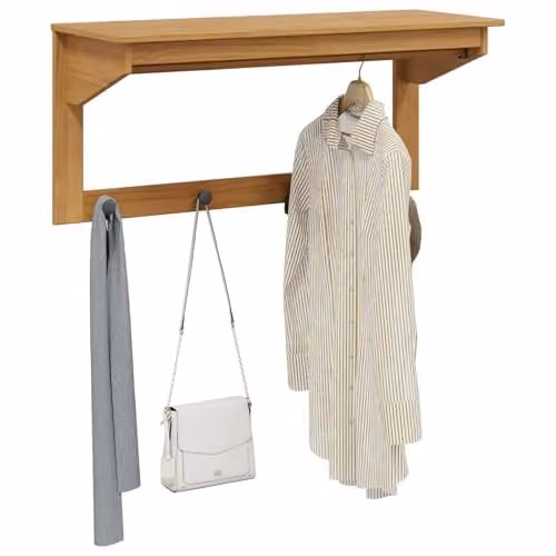 vidaXL Modern Solid Pine Wood Coat Rack in Honey Brown, W/D/H: 90 x 35 x 41.5 cm – 1