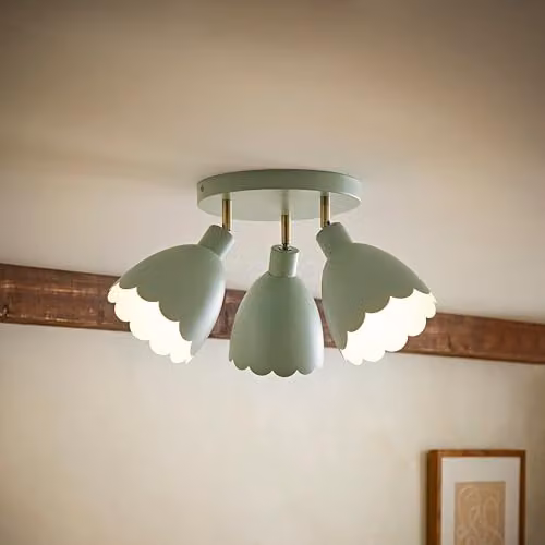 ValueLights Millie Flower Scallop Adjustable Round Ceiling Spotlight with Bulb in Green – 2