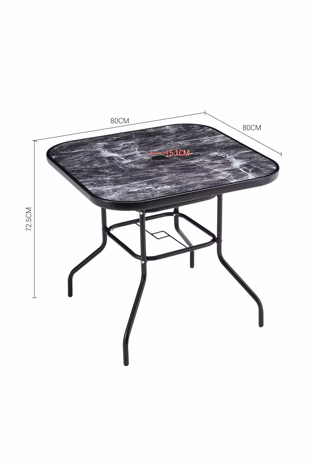 Living and Home Garden Square Tempered Glass Marble Coffee Table in Black and Multicolour – 2