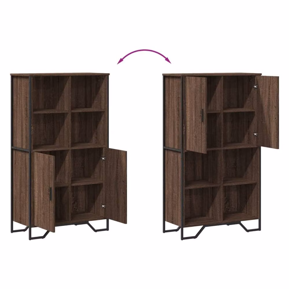 Berkfield Home Highboard in Brown Oak, W: 79.5 cm, D: 35.5 cm, H: 137.5 cm – 3