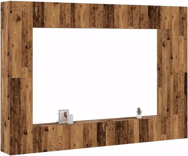Berkfield Home 8-Piece Modern Wall Mounted TV Cabinet Set in Brown Old Wood Engineered Wood