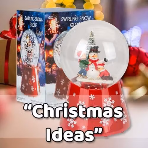 VFM e-Store Red Snowman Christmas Snow Globe with LED Light and Auto Snow, W/D/H: 12 x 12 x 18 cm – 5