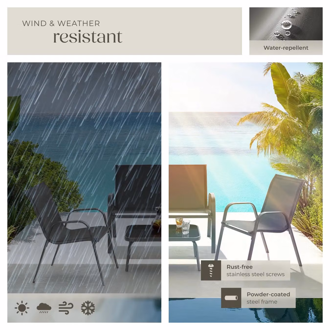 tectake Nora Modern Garden Furniture Set in Grey for 4 People – 6