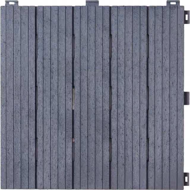 Nicoman Grey Rubber Patio Decking Tiles, Pack of 10