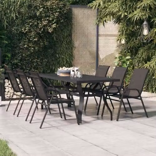 vidaXL Extendable Rectangular Garden Table in Black Powder Coated Steel and Glass, W/D/H: 180 x 80 x 70 cm – 2
