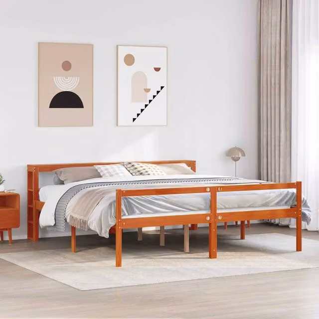 Berkfield Home 2-Piece Bed Frame with Headboard and Drawers in Wax Brown Solid Pine Wood – 1