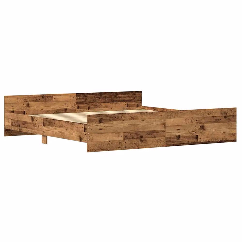 Berkfield Home Elegant Bed Frame in Brown Old Wood, W/D/H: 200 x 200 cm – 3