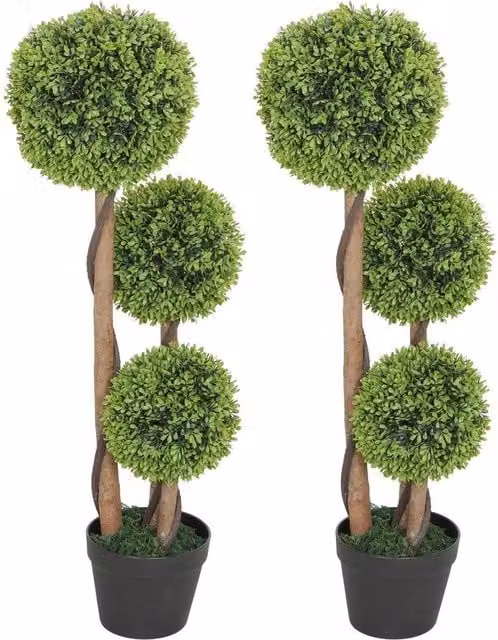 Kelvenix Set of 2 Green Artificial Tabletop Trees – 1