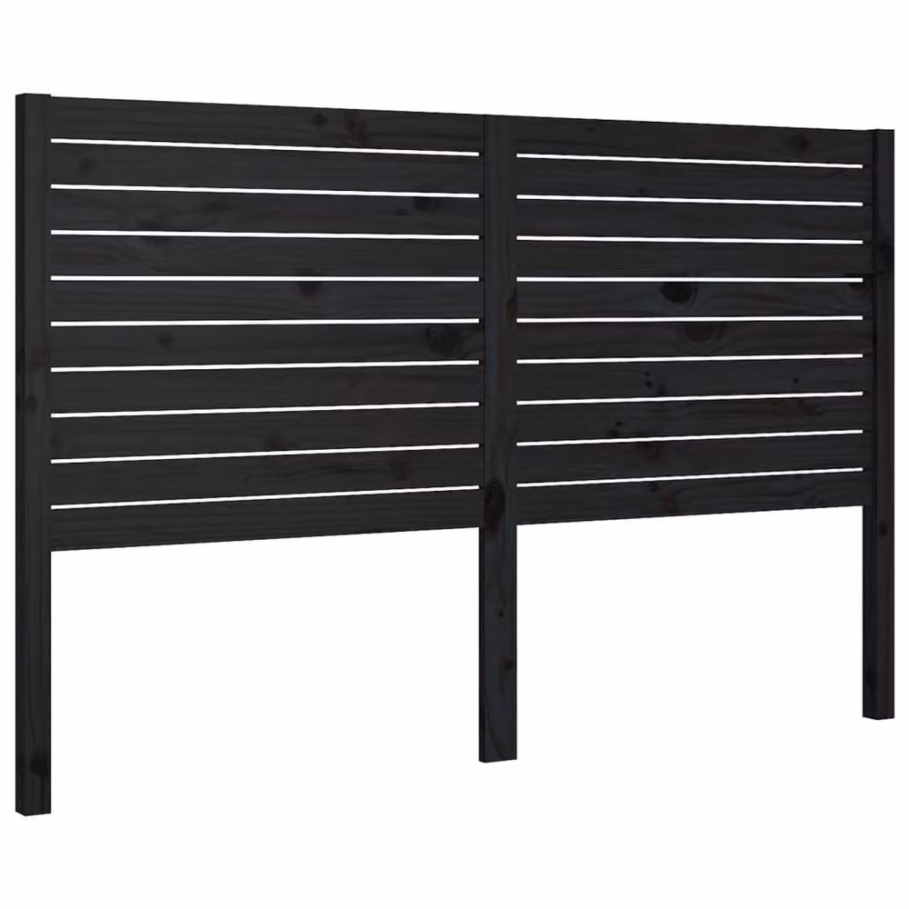 Berkfield Home Beautiful Black Solid Pine Wood Bed Headboard W/D/H: 126 x 4 x 100 cm – 3