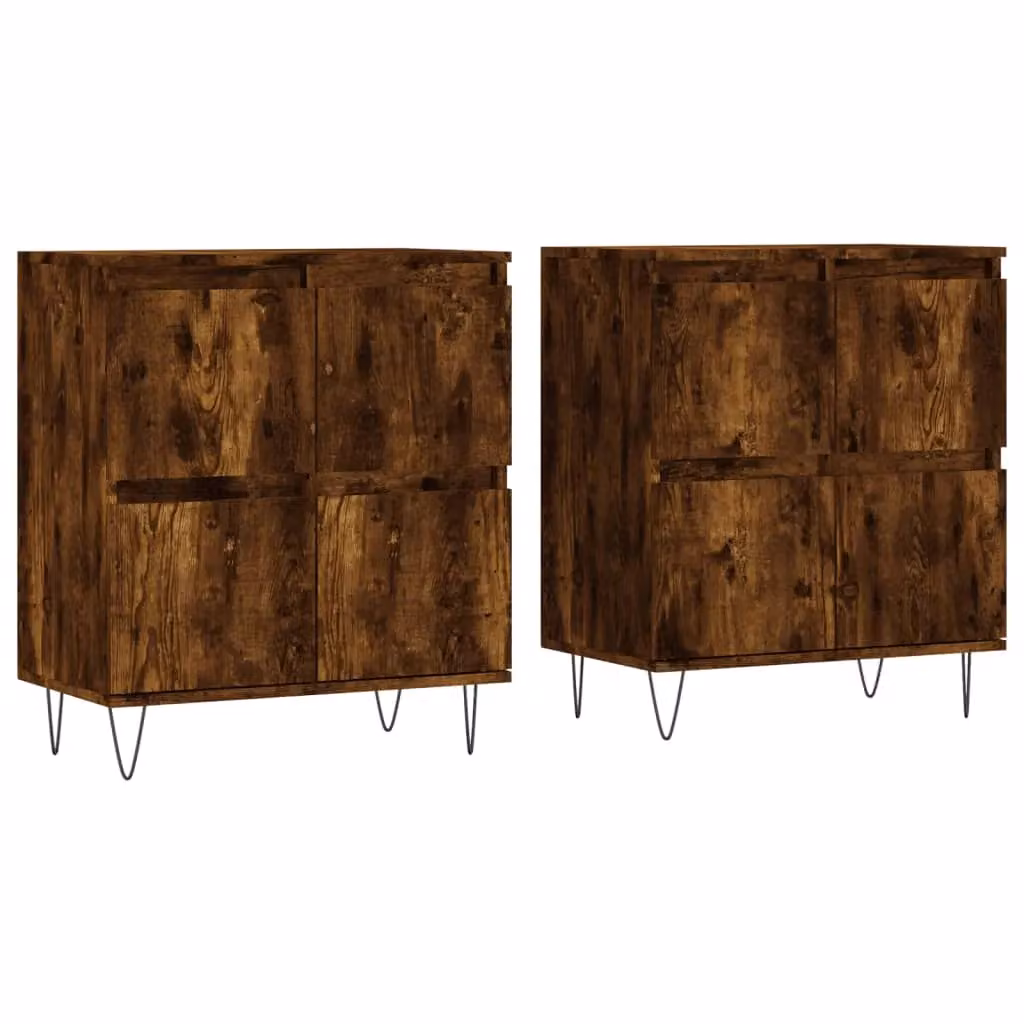 Berkfield Home Set of 2 Smoked Oak Sideboards in Brown – 2