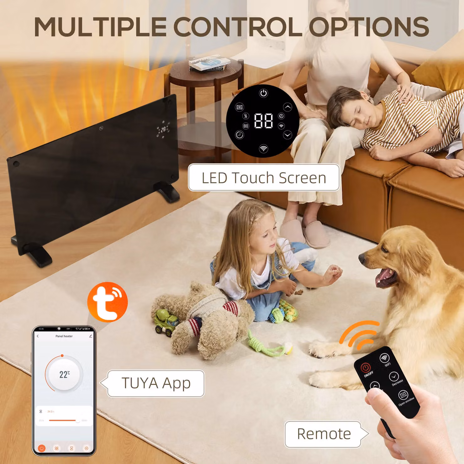 HOMCOM 1500W Electric Space Heater Radiator with WiFi App Control and Timer in Black – 4