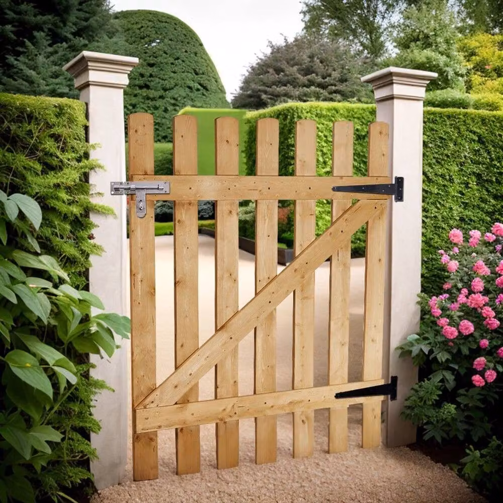 FLAVORA Wooden Garden Gate in Beige, W: 91.44 cm, H: 91.44 cm, D: 1 cm – 2