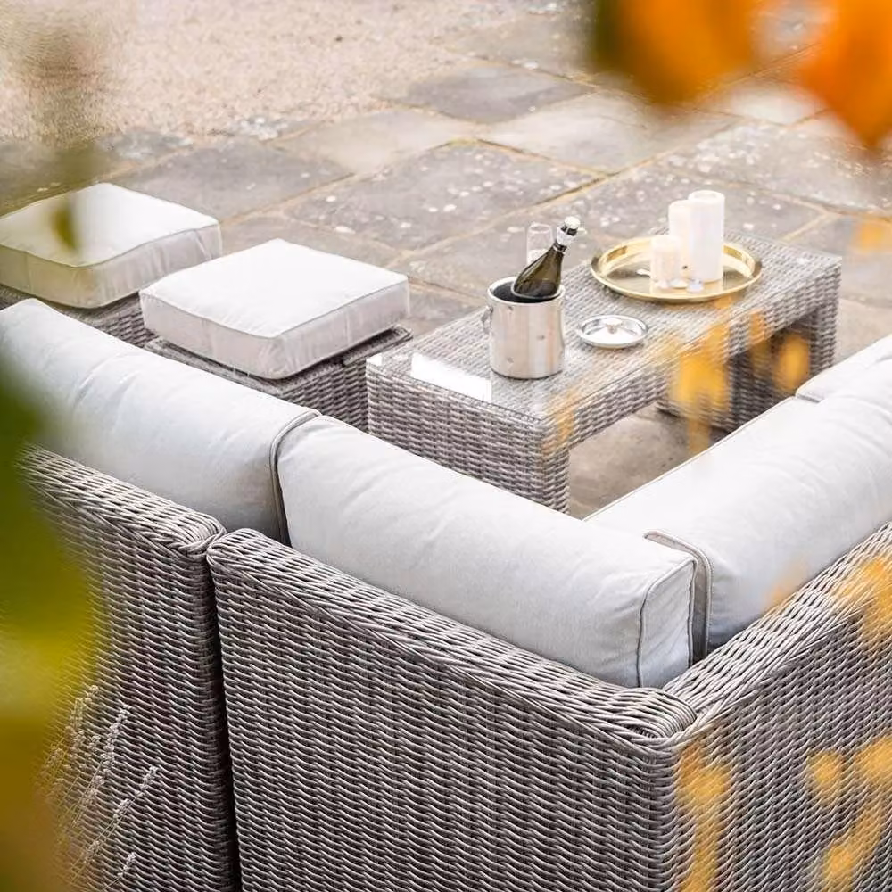 Primrose Living Luxury 8 Seater Modular Rattan Garden Furniture Set with Coffee Table and Ottomans in Grey – 3