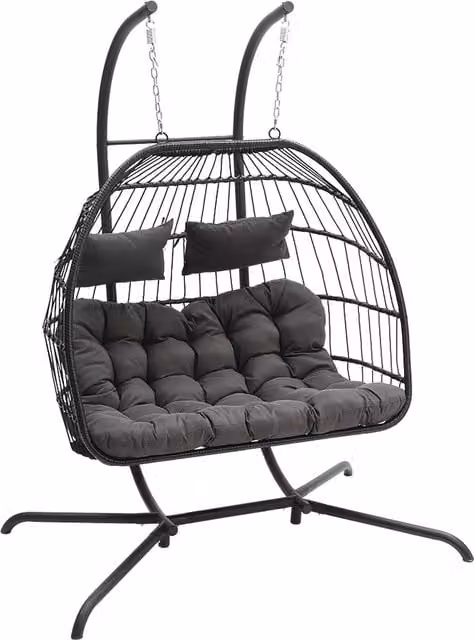 The Hot Sale Modern 2 Seater Outdoor Hanging Egg Chair in Grey with Cushions