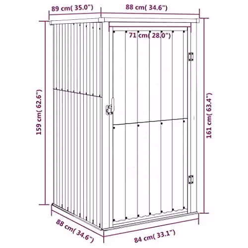 vidaXL Green Galvanised Steel Garden Tool Shed with Single Door, W/D/H: 88 x 89 x 161 cm – 5