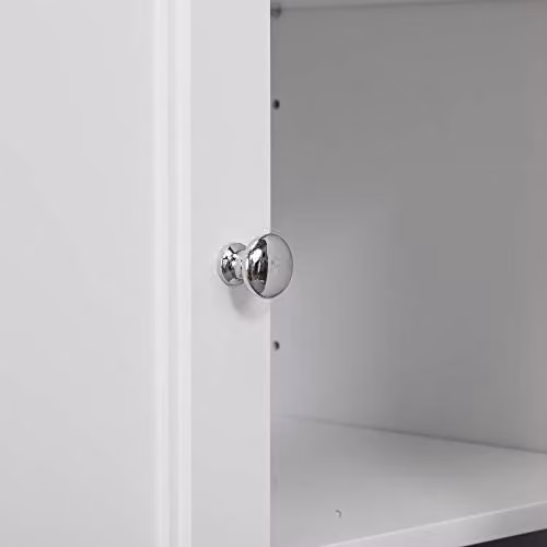 Teamson Home Stratford White Wooden Bathroom Floor Cabinet with 2 Internal Shelves, H 86.4 cm x W 60.96 cm x D 25.4 cm – 4
