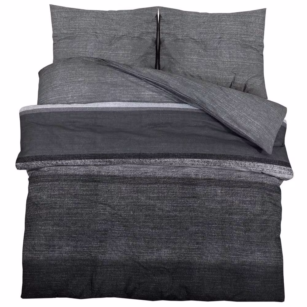 Berkfield Home Elegant Cotton Duvet Cover and Pillowcase Set, Grey, W/D/H: 140 x 200 cm and 60 x 70 cm – 3