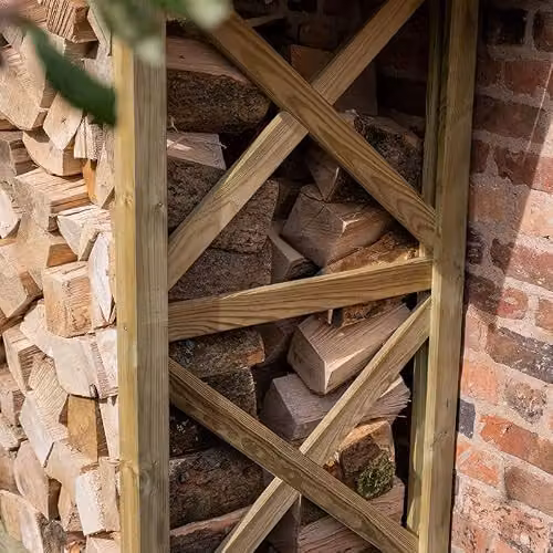 Forest Garden Medium Apex Wall Log Store in Brown Wood – 4