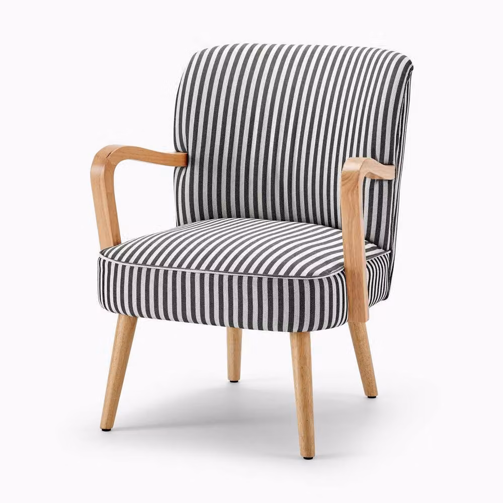 FurnitureboxUK Sylvie Accent Chair in Black with Oak Effect Rubberwood Legs – 2