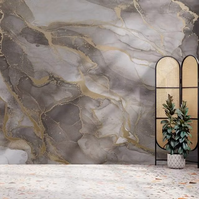 Superfresco Easy Marble White Gold Abstract Mural Wallpaper, W: 300 cm, H: 280 cm – 1