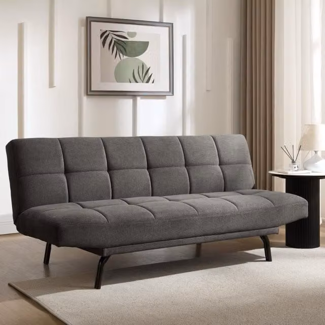 Home Detail Celosia 3 Seater Fabric Sofa Bed in Grey, W/D/H: 186 x 110 x 94 cm