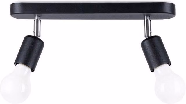Sollux Lighting Minimalist Black Metal Ceiling Bar Lamp with 2 Lights, W/D/H: 33 x 13.5 x 6 cm