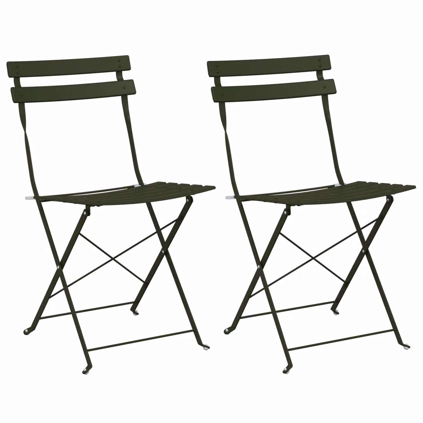 Berkfield Home Foldable Metal Outdoor Patio Chair in Dark Green – 2