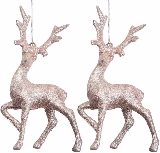 VFM e-Store Glitter Reindeer Christmas Tree Ornaments, Rose Gold, W/D/H: 16 x 10 x 4 cm – 1
