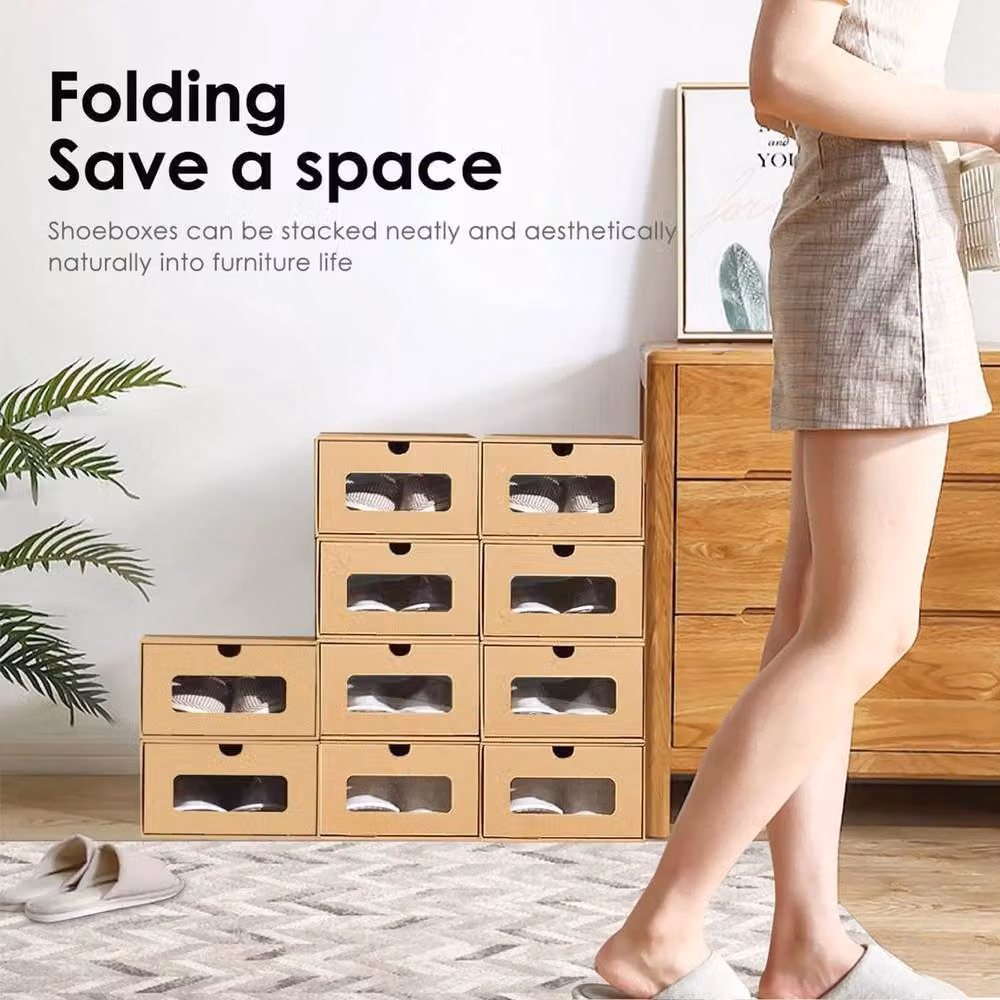 SPETLEK Stackable Cardboard Shoe Box Drawer Storage in Beige, Large – 2
