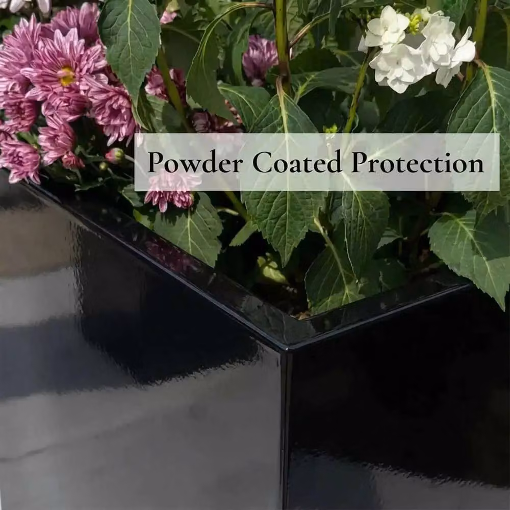 Access Garden Products Galvanised Steel Trough Planter, Black, W: 80 cm, H: 60 cm, D: 25 cm – 6