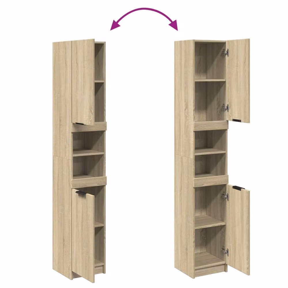 Berkfield Home Sonoma Oak Bathroom Cabinet, Light Oak, W/D/H: 32 x 34 x 188.5 cm – 3