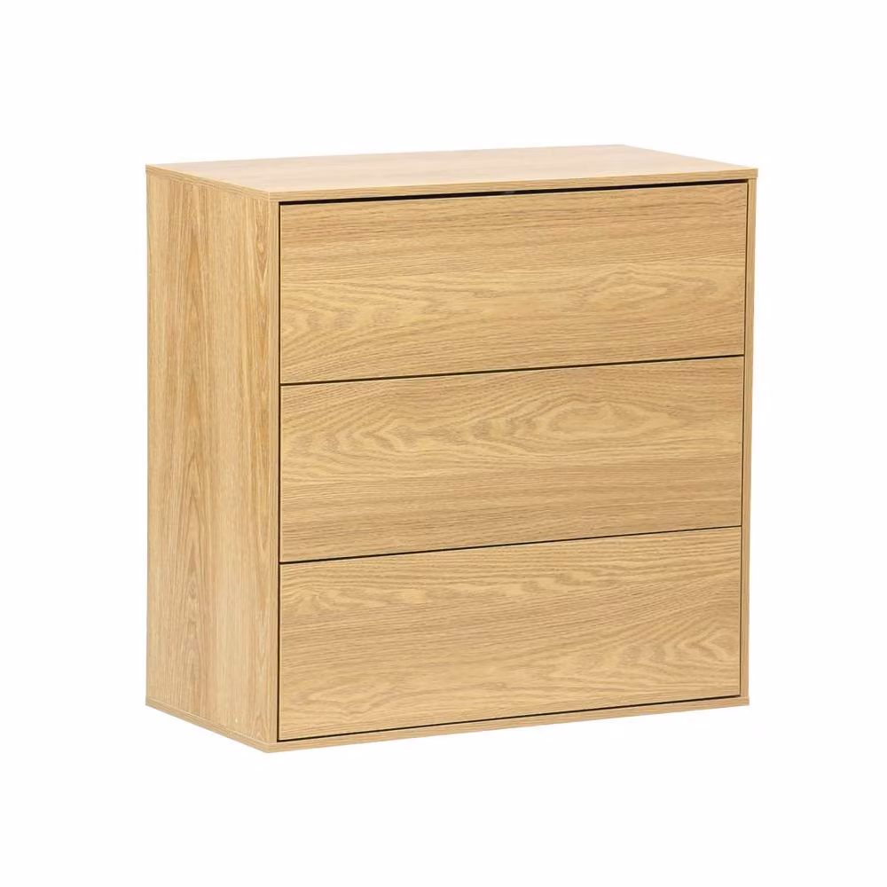 sweeek Brown Wooden 3-Drawer Storage Unit with Soft-Close Drawers, W/D/H: 70 x 35 x 70 cm – 2
