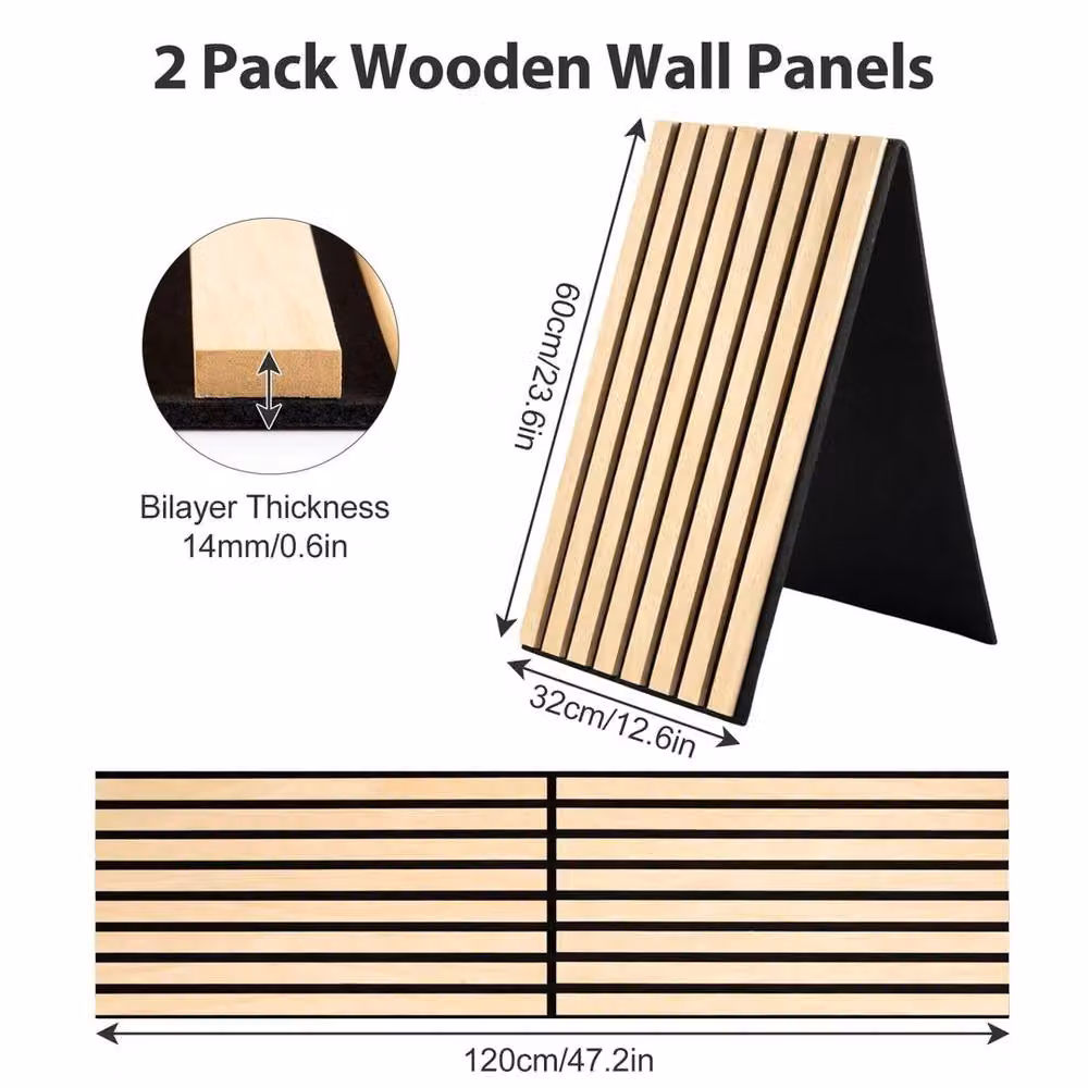 FLAVORA 2-Piece Wooden Acoustic Felt Wall Panels in Brown – 2
