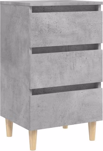 Berkfield Home Bed Cabinet in Concrete Grey with Solid Wood Legs, W/D/H: 40 x 35 x 69 cm