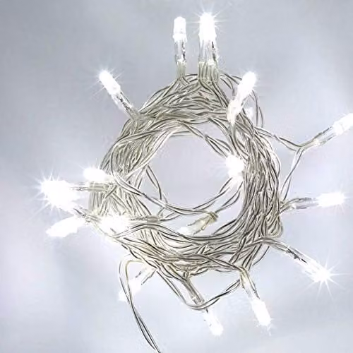 SHATCHI 20 Cool White LED Fairy String Lights with Clear Cable, Battery Operated for Christmas, Weddings, Parties and Garden Decorations