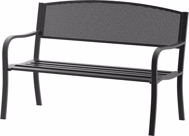 Outsunny 2 Seater Metal Garden Bench with Armrests in Black