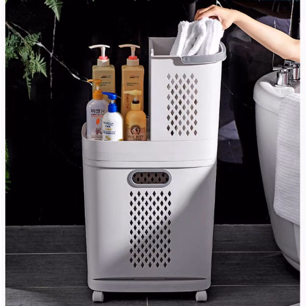 VOGREX Mobile Laundry Sorter Cart Hamper Storage Bin with Wheels, White – 4